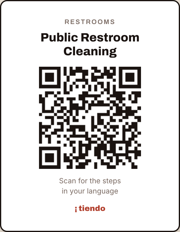 A printed QR card for the station, ready to tape to the wall